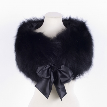 Fur Stole with Silk Ribbon